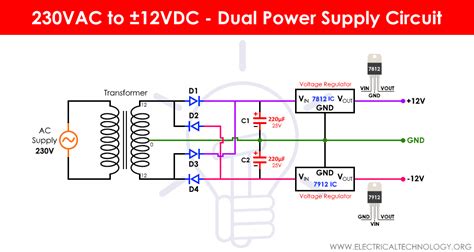 Dual Power Supply Circuit Diagram 230vac To ±12vdc