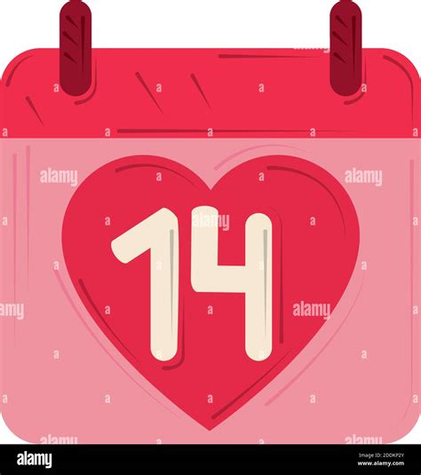 Valentines Day Calendar February 14 Reminder Design Vector