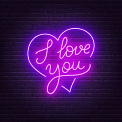 I Love You Neon Lettering Heart Sign Premium Vector Freepik