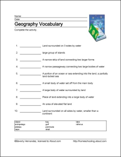 worksheets   teach  child basic geography terms