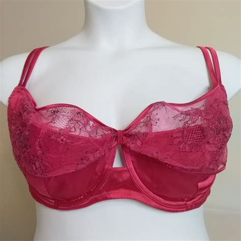 Lane Bryant Cacique Hot Pink French Balconette Half Cup Bra Lace