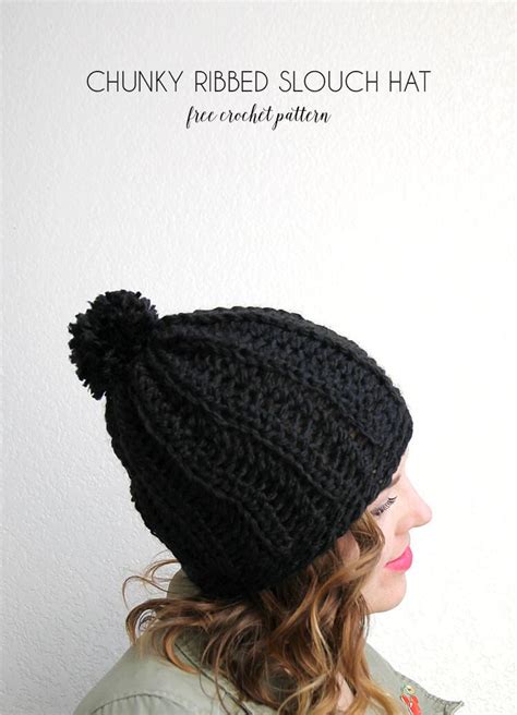 Learn how to crochet a cute and trendy oversized beanie in just 30 minutes! Chunky Ribbed Slouch Hat - Free Crochet Pattern