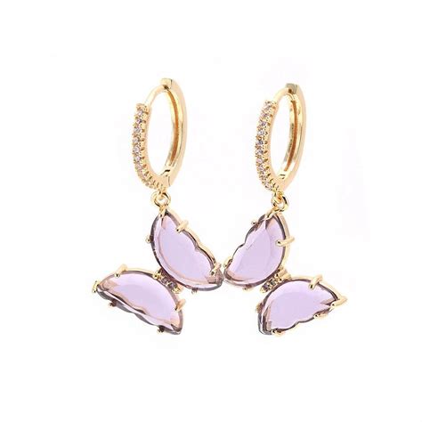 Beautiful Butterflies Brass Glass CZ Drop Earrings Gifts