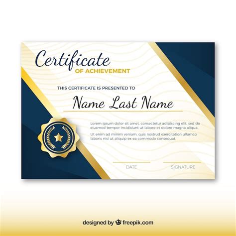 Free Vector Certificate Template With Golden Color