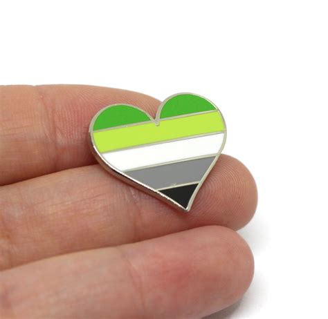 Pride Lgbtq Gay Aromantic Flag Heart Enamel Pin Compoco
