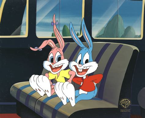 Buster Bunny Babs Bunnymedium Original Production Cel On Printed