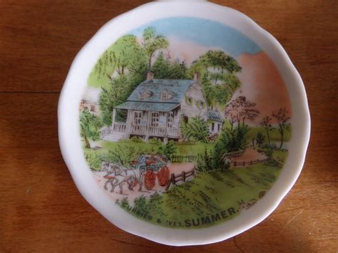 Vintage Currier And Ives Pin Dishes Four Seasons Collectible Etsy