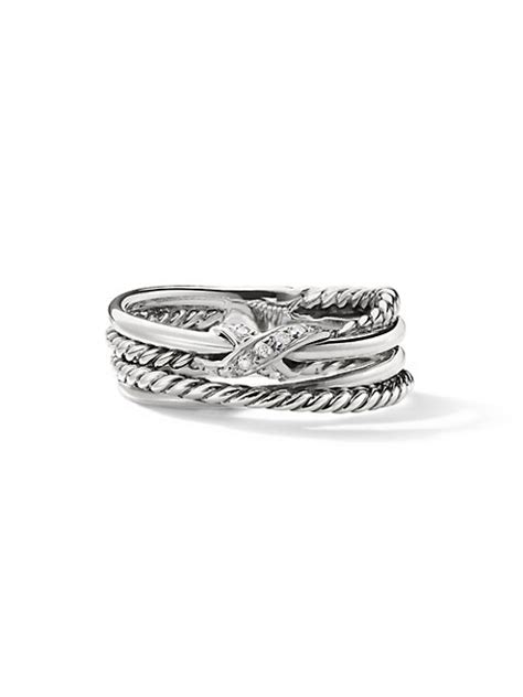 Shop David Yurman X Crossover Ring With Diamonds Saks Fifth Avenue