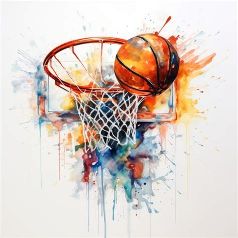 Premium Ai Image Abstract Watercolor Painting Of Basketball Hoop