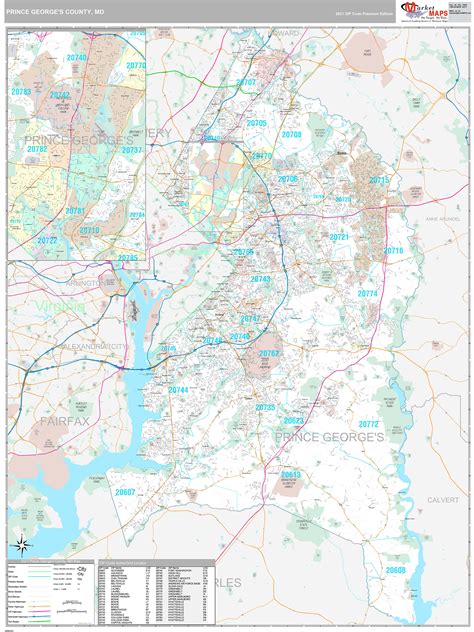 Prince Georges County Md Wall Map Premium Style By Marketmaps