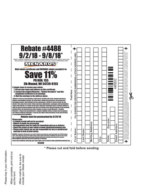 Menards 11% Rebate #4488 – Purchases 9/2/18 – 9/8/18 – Struggleville