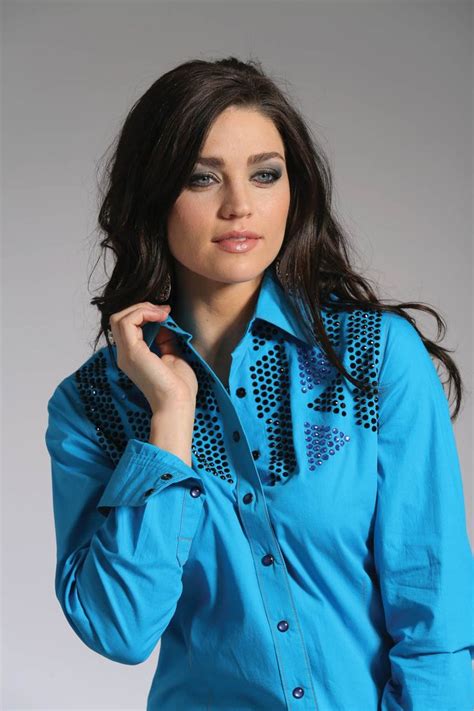 Blue Jewel Yoke Snap Shirt Front Ctw9320001 Blu Western Wear For Women Ladies Western