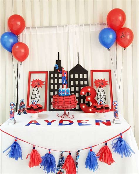 Best colors to use for your spiderman birthday party decorations are red, blue, green, yellow and black. Spiderman Birthday Party Ideas | Photo 1 of 15 ...