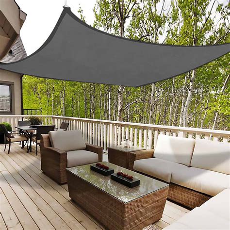 Sun Shade Sail Canopy Rectangle Grey Uv-Block Sunshade For Backyard ...