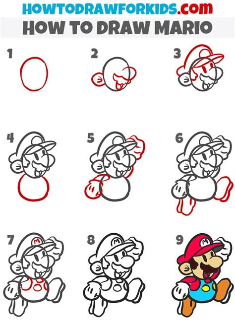 How To Draw Mario Easy Drawing Tutorial For Kids In 2022 How To