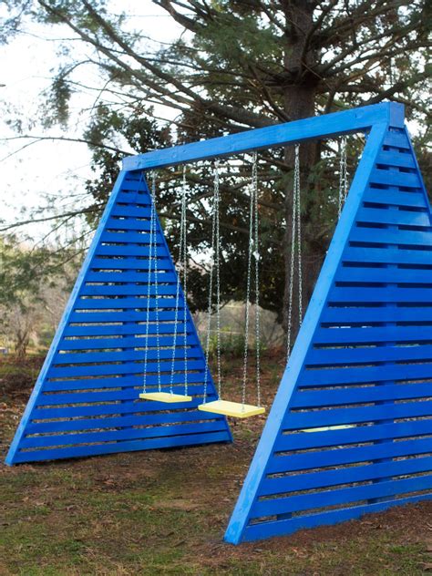 Pipes provide additional structural integrity capable of withstanding high winds and are less susceptible to rot and decay than wood. How to Build a Modern A-Frame Swing Set | HGTV