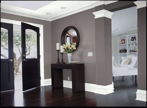 I prefer neutrals, off whites, light or dark grays (depending on how much light the home gets) or jewel tones in the blue/green or even purple family. Dark wood, gray walls and white trim. | House, House ...