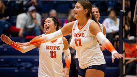 hope volleyball used second set surge to sweep trine
