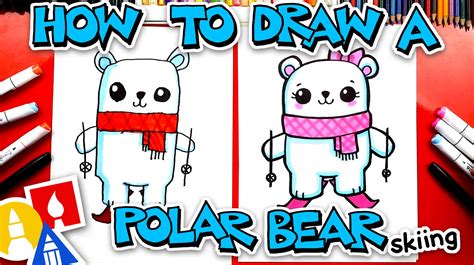 How To Draw A Funny Cartoon Polar Bear Skiing Art For Kids Hub In