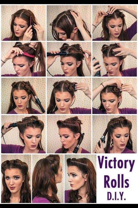 diy victory rolls 50s hairstyle in 2020 pinup hair tutorial hair styles vintage hairstyles