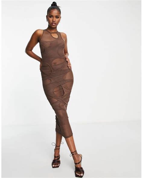 Missy Empire Missy Empire X Aaliyah Ceilia Mesh Cut Out Overlay Maxi