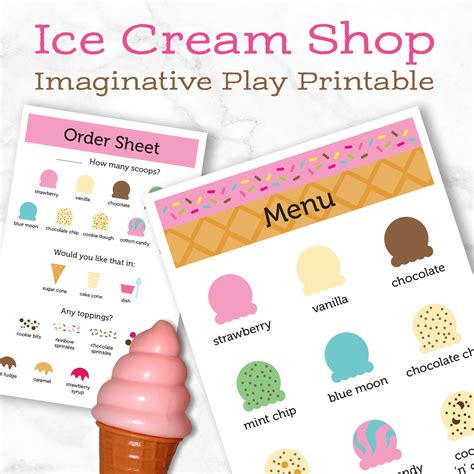 Ice Cream Shop Printable Imaginative Play Pretend Play Etsy Ice Cream Shop Ice Cream Menu