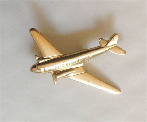 Airplane Vintage Brooch Pin From Raw Brass Vintage Finding Etsy