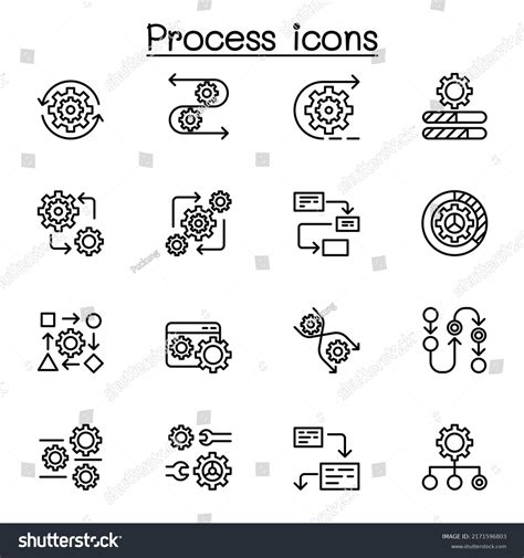 Process Icon Set In Thin Line Style Royalty Free Stock Vector