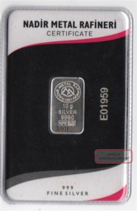 10 Gram 9991000 Silver Bullion Ingot Lmba Certified Serial Num