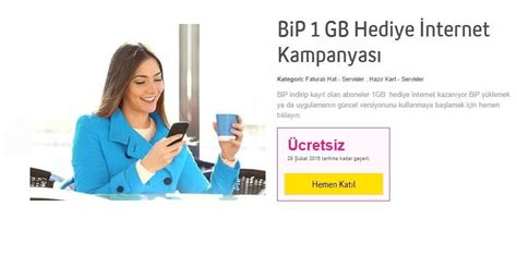 Turkcell Bedava İnternet BiP 1GB Hediye İnternet Kampanyası