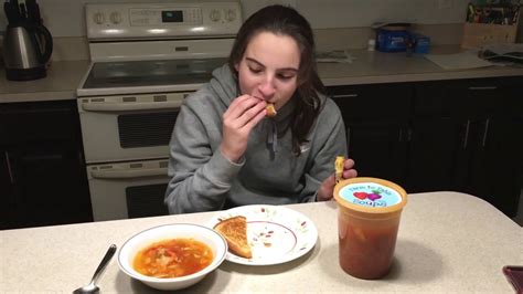 Abby Enjoys Her Grilled Cheese And Cabbage Soup Youtube