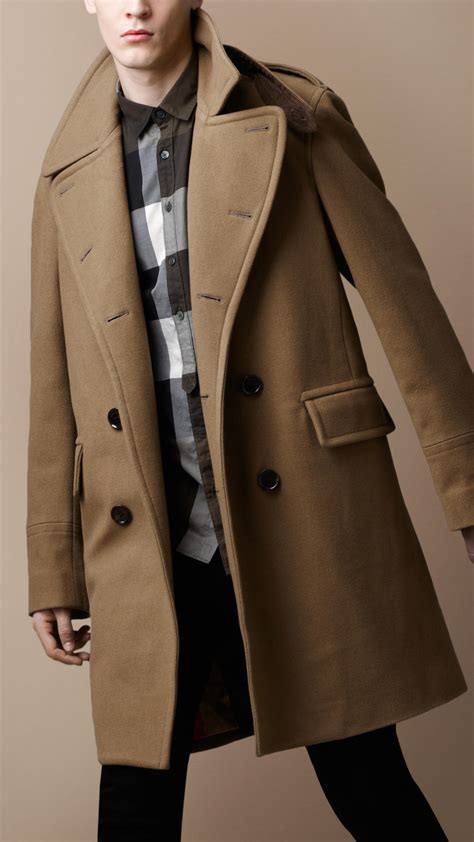 Lyst Burberry Brit Wool Officer Coat In Natural For Men