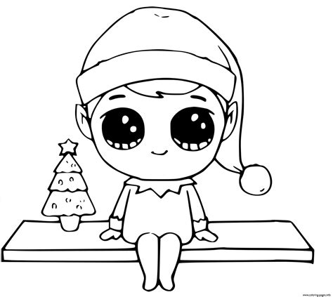 Elf On The Shelf Easy Coloring Page Printable