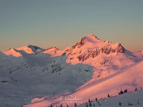 Winter Sunrise Over A Snow Covered Mountain Nature Print By Luke