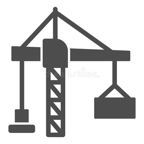 Construction Crane With A Container Thin Line Icon Hoisting Machines