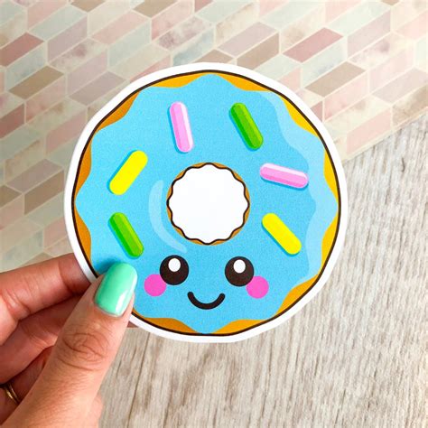 Blue Donut Sticker Food Vinyl Sticker Cute Doughnut Decal Etsy