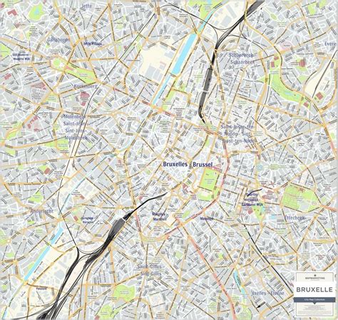 Kaart Van Brussel Offline Kaart En Gedetailleerde Kaart Van De Stad