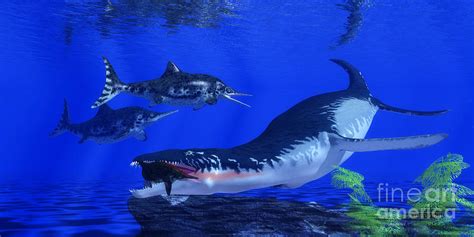 Liopleurodon Catches An Ichthyosaur Painting By Corey Ford Fine Art