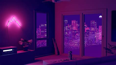 Purple anime aesthetic computer wallpaper. Pin by Marion Keehl on neon | Aesthetic desktop wallpaper ...