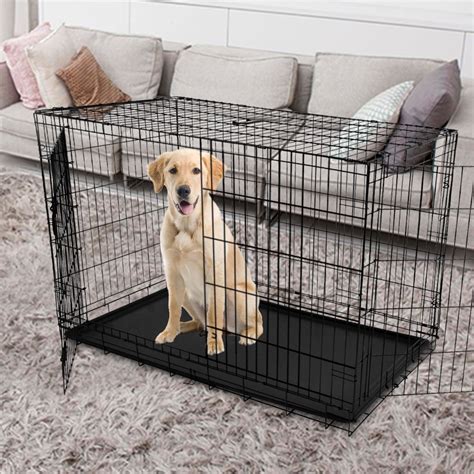 Folding Dog Crate Double Door Dog Crate Dog Cage Extra Large Metal