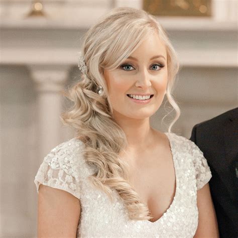 True Bride Long Blonde Curls Pulled To One Side