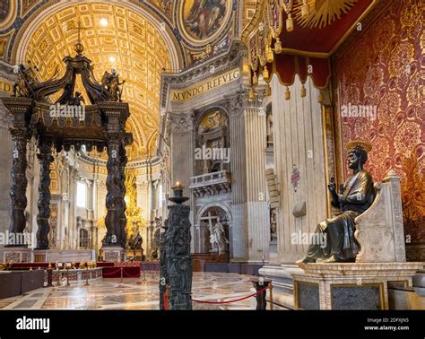 Interior View In Saint Peters Basilica In Vatican Rome Stock Photo Alamy