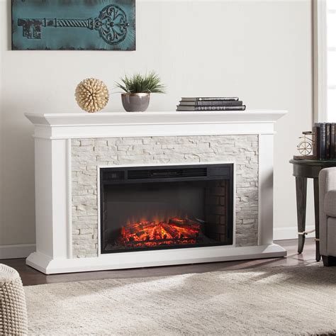 60 Canyon Heights Simulated Stone Electric Fireplace White Fe9021
