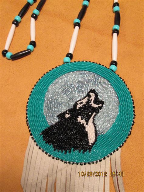 Beaded Wolf Medallion Black And Pearl 79 99 Via Etsy Indian