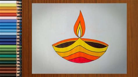How To Draw Diwali Diya Drawing For Kids Easy Diwali Diya For Kids