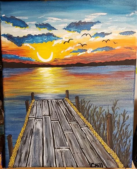 Dock At Sunsetcredit To Art Sherpa Art Painting Sunset