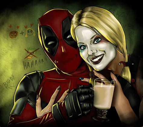 Harley Quinn And Deadpool Crazylove By Scorch Art On