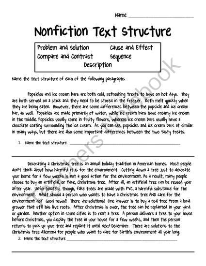 Nonfiction Text Structure Worksheet From Crafting Connections With Deb