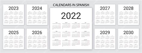 Calendario Español 2022 2023 2024 2025 2026 2027 2028 2029 2030