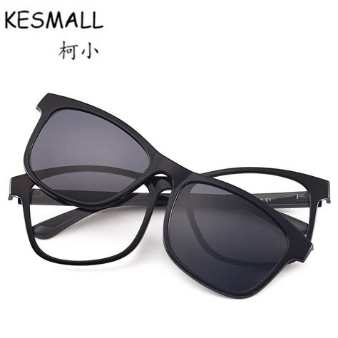 kesmall 2018 glasses women men magnet driving glasses polarized sunglasses acetate frame clip on